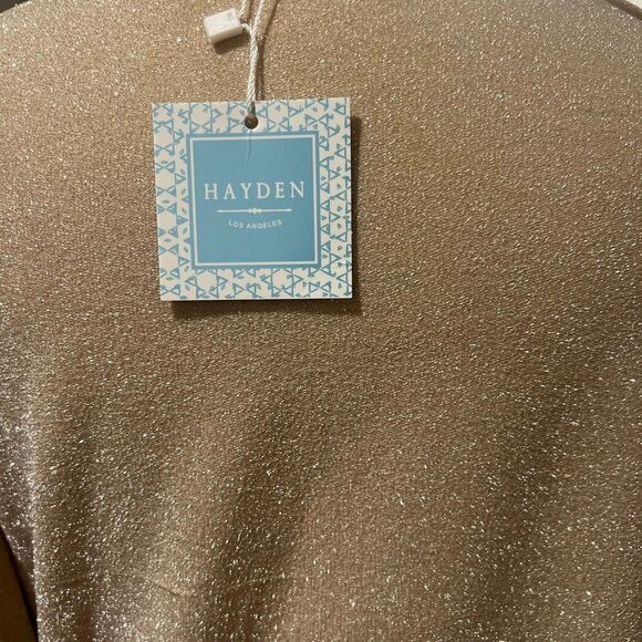NWT Hayden women's long sleeve sparkle gold top with balloon sleeves size small - Picture 7 of 10